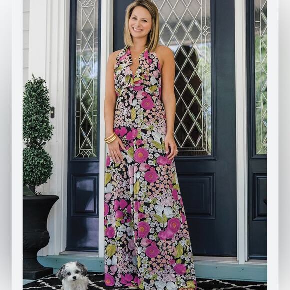Julie Brown NYC jumpsuit multicolor floral open back size 10 - Picture 1 of 10